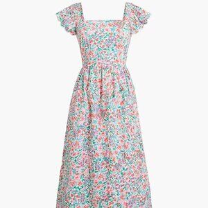 NWOT J. Crew Floral Ruffle-Sleeve Midi Dress Size 8